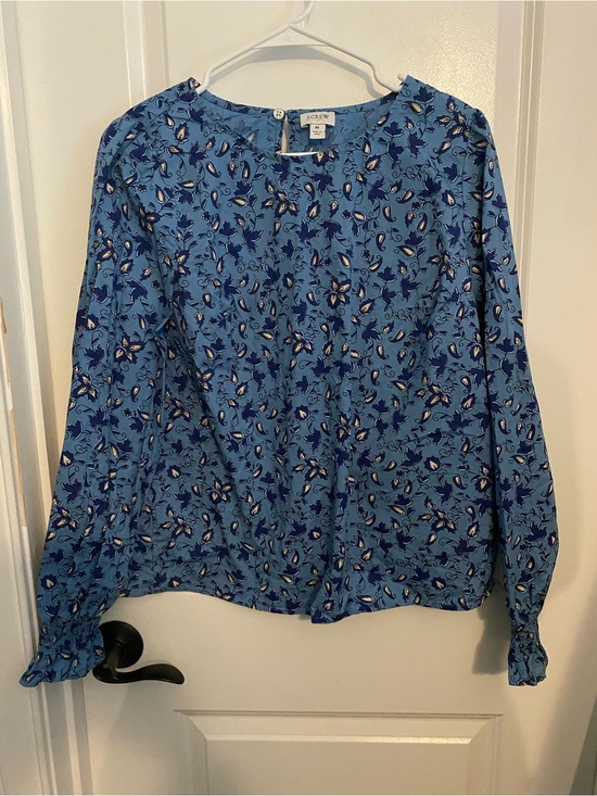 J. Crew Tops - J. Crew Light Blue Floral Long-Sleeve Blouse